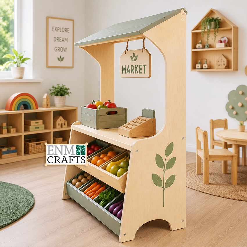 Ξύλινο Περίπτερο Αγοράς Montessori – Wooden Market Stall 9269