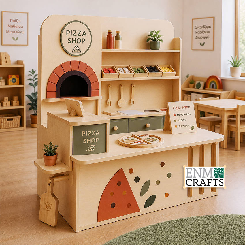 Pizza Shop Montessori Deluxe – Ξύλινο Κέντρο Παιχνιδιού Ρόλων Πιτσαρίας 9280