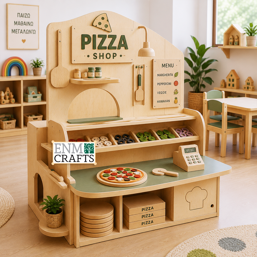 Pizza Shop Montessori Premium – Ξύλινο Κέντρο Παιχνιδιού Ρόλων Πιτσαρίας 9281
