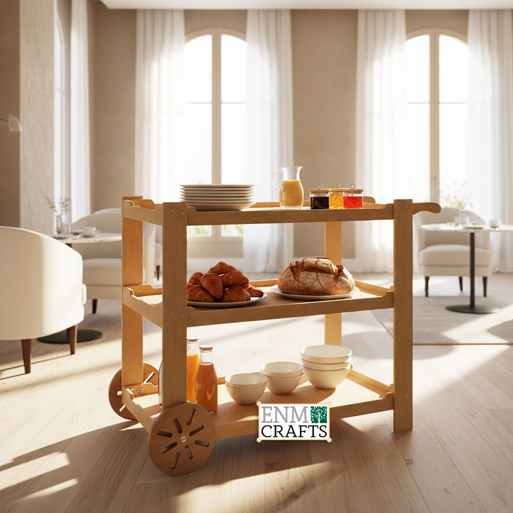 Ξύλινο Τρόλεϊ με 3 Ράφια - 5095