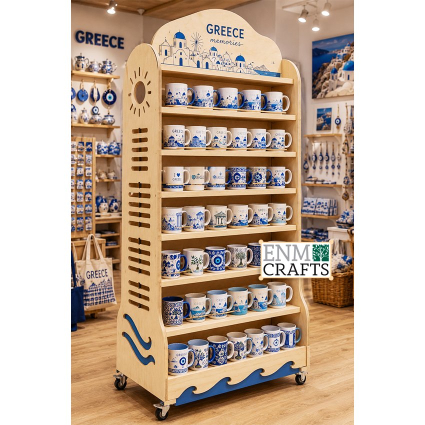 Ξύλινο Stand Προβολής για Κούπες Greece Memories 96008