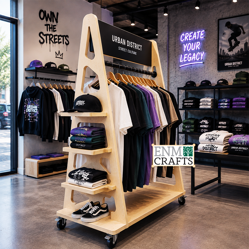 Ξύλινο Stand Προβολής Ρούχων Urban Streetwear Display 960016