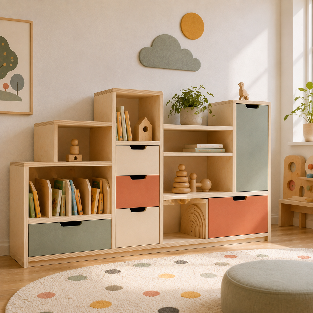 Πολυεπίπεδη Montessori Σύνθεση Αποθήκευσης 91004
