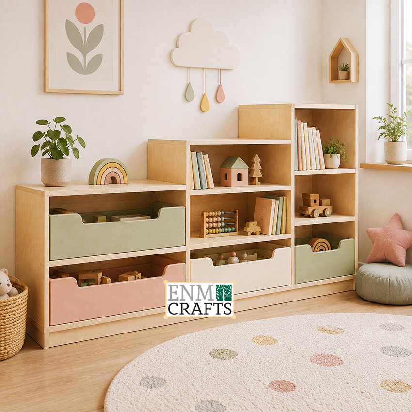 Κλιμακωτή Montessori Βιβλιοθήκη & Αποθήκευση Παιχνιδιών 910012