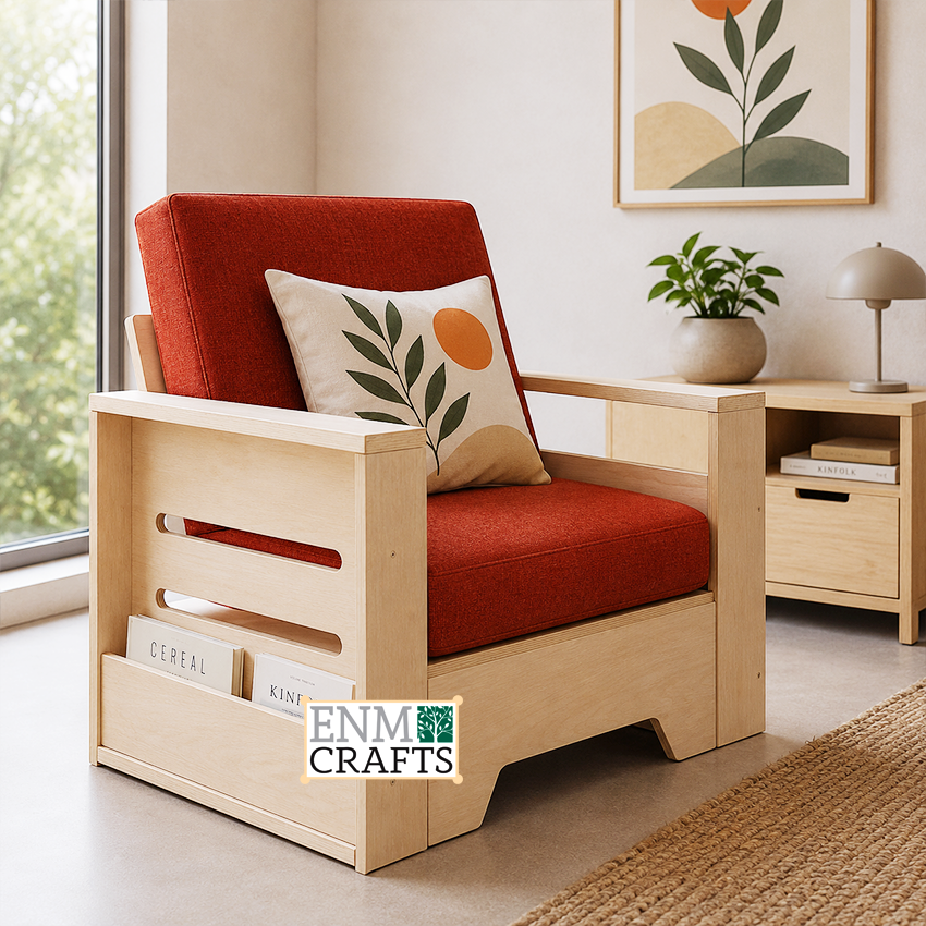 Πολυθρόνα Cafe Lounge από Κόντρα Πλακέ Σημύδας Baltic Birch με Θήκη Περιοδικών 43007