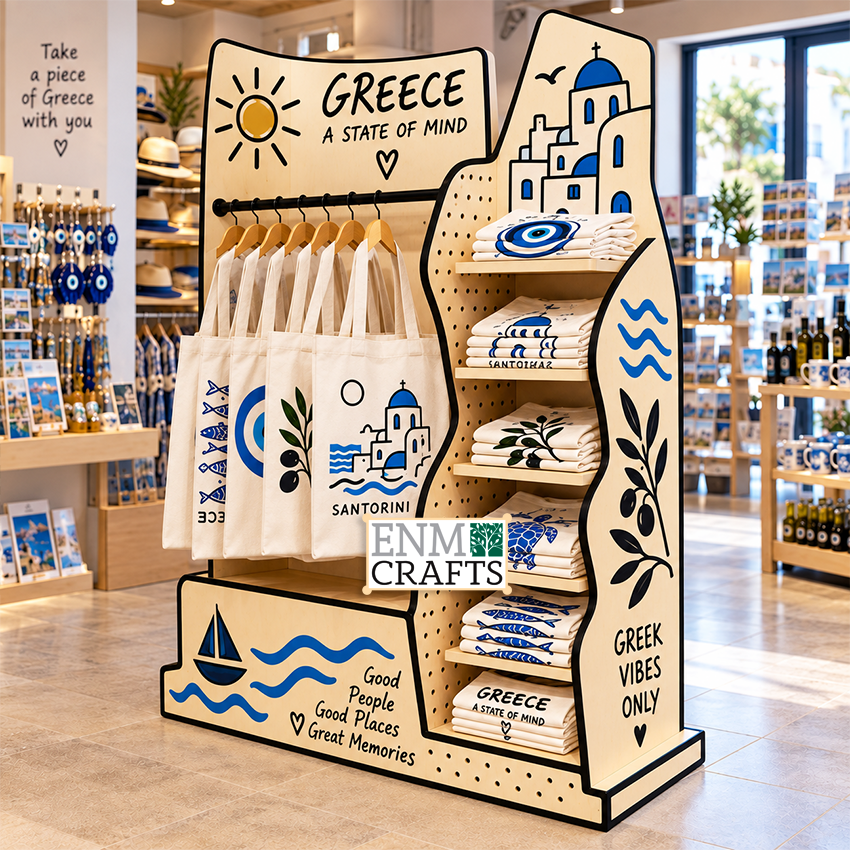 Ξύλινο Επιδαπέδιο Display για Τουριστικά Είδη & Tote Bags 960050