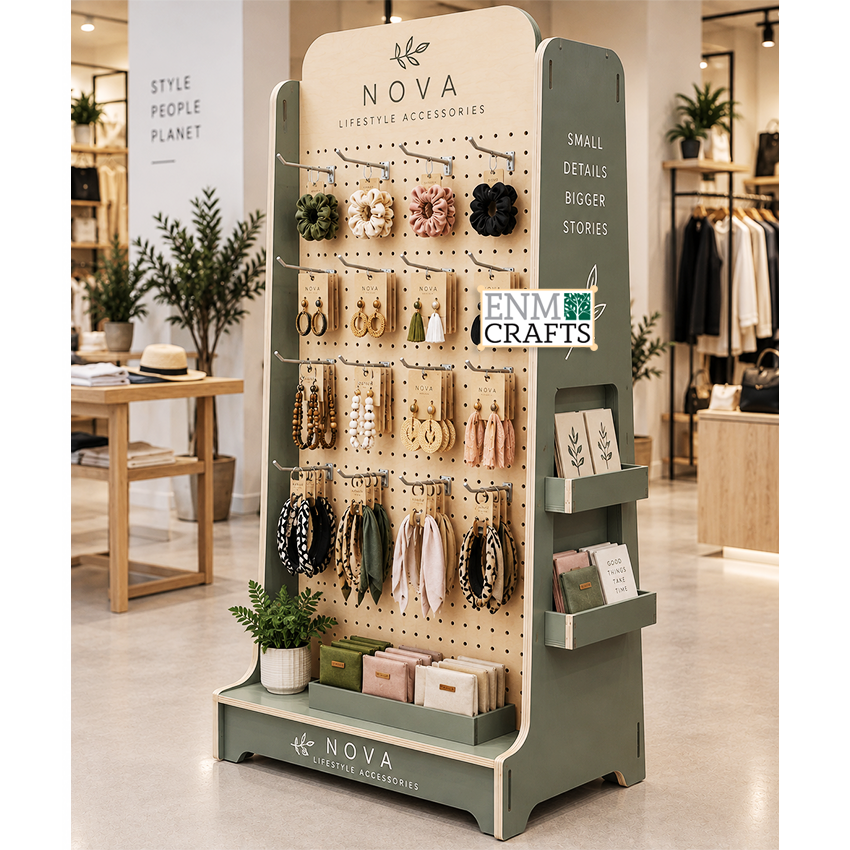 Ξύλινο Pegboard Display για Γάντζους & Πλαϊνές Θήκες 53003