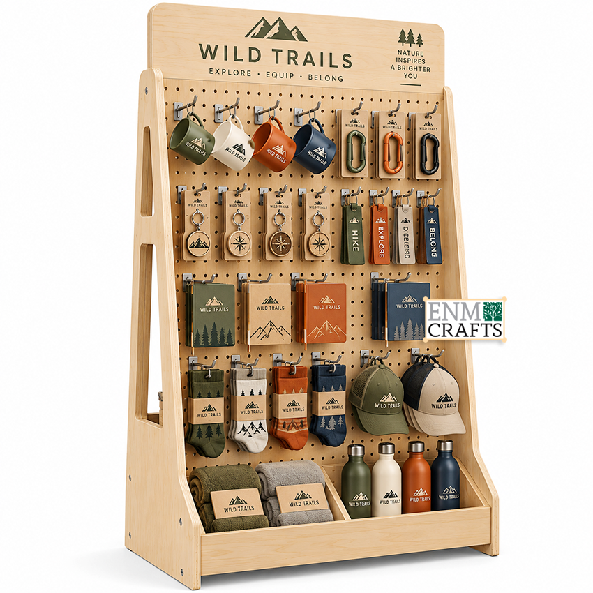 Ξύλινο Pegboard Display για Γάντζους & Κάτω Ράφι 53005