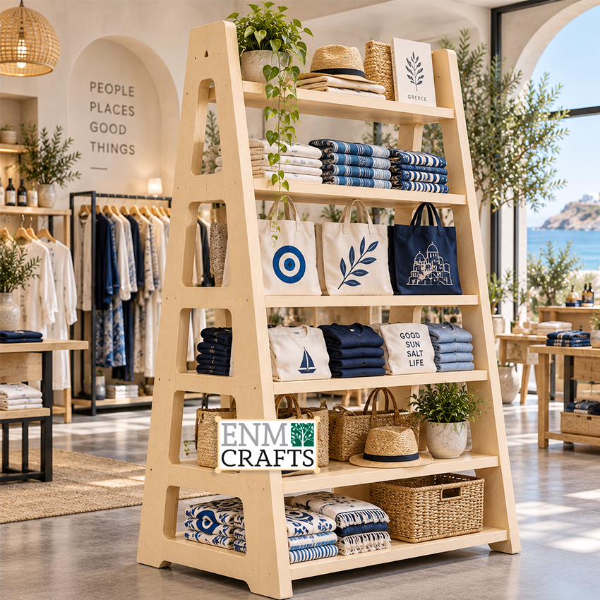 Ξύλινη Επιδαπέδια Ραφιέρα 6 Επιπέδων για Τουριστικά Είδη & Souvenirs 970024