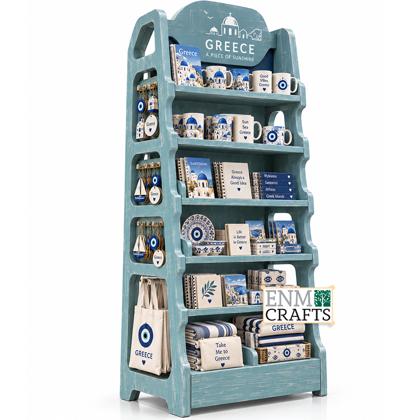 Ξύλινη Επιδαπέδια Ραφιέρα Display για Τουριστικά Είδη & Αναμνηστικά 970035
