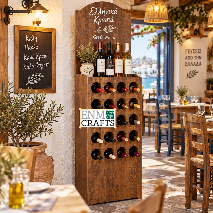 Rustic Ξύλινο Stand Κρασιών με Custom Επιγραφή 734