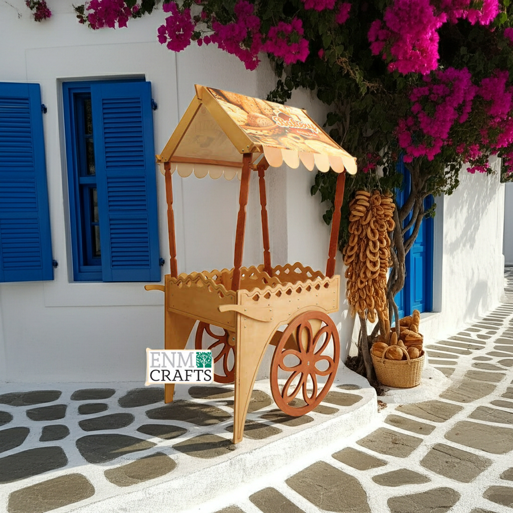 Ξύλινο Καρότσι Προβολής με Σκεπή - 541