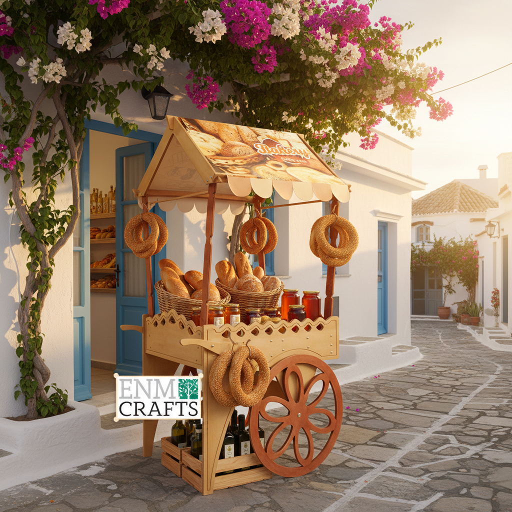 Ξύλινο Καρότσι Προβολής με Σκεπή - 541