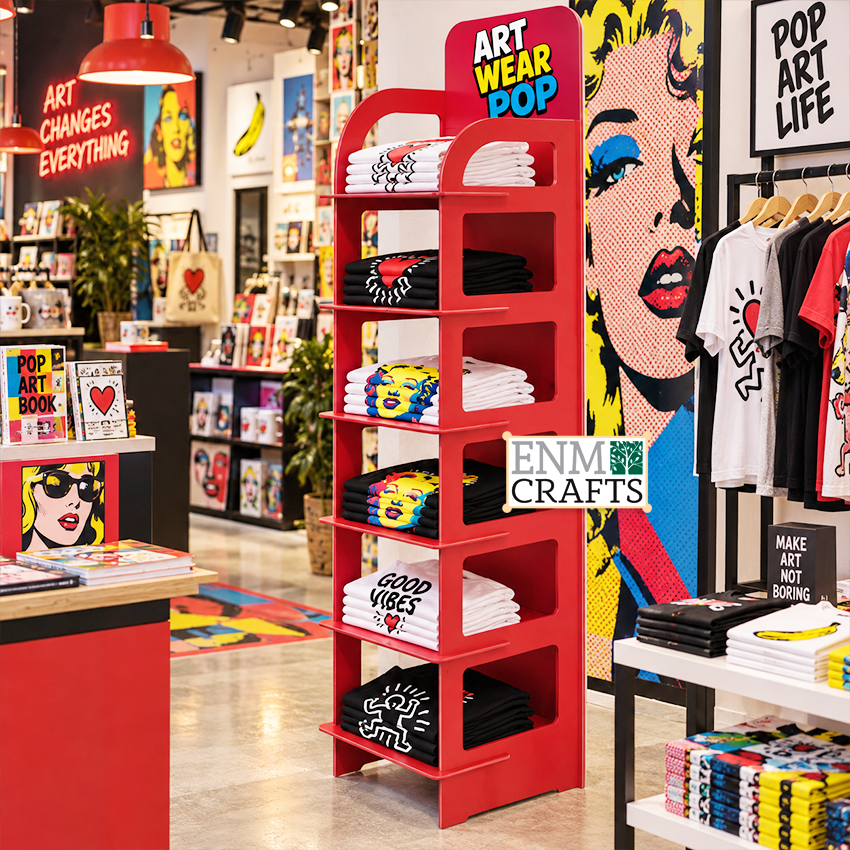 Ξύλινο Κάθετο Stand για T-Shirt 6 Ραφιών 871 C