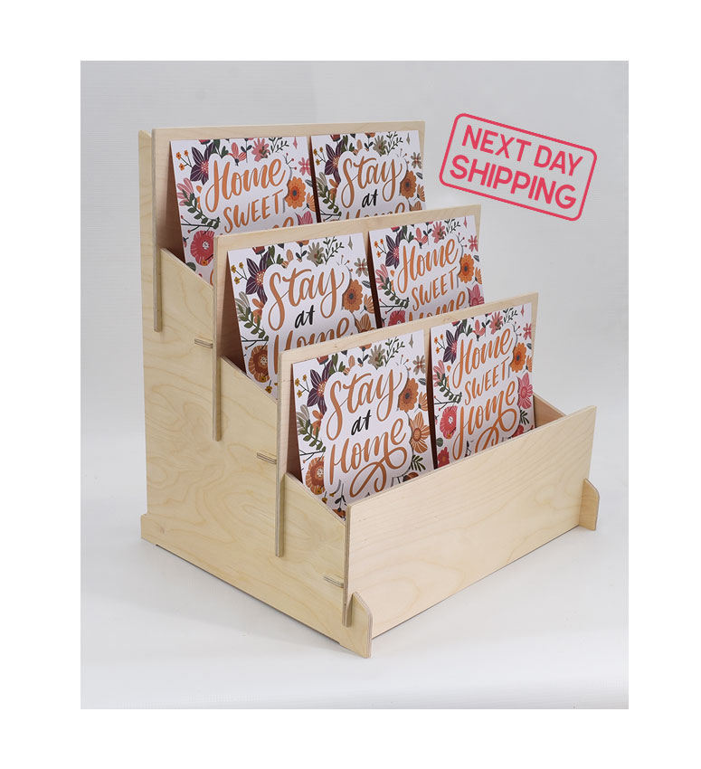 3 Επιπέδων Ξύλινο Επιτραπέζιο Stand με 8.9cm Βάθος Ραφιού 806A