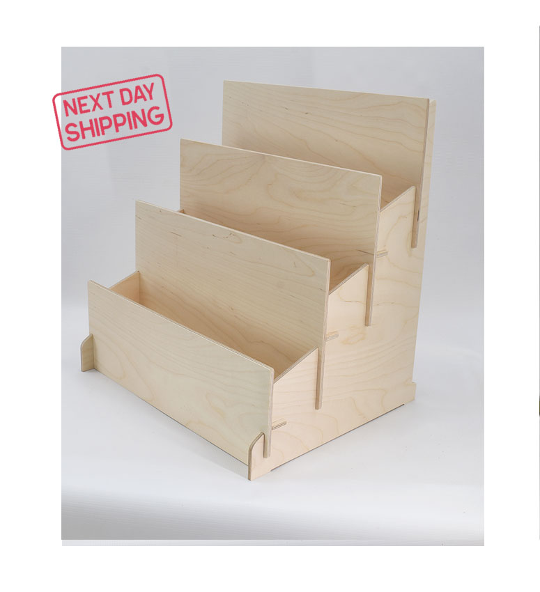 3 Επιπέδων Ξύλινο Επιτραπέζιο Stand με 8.9cm Βάθος Ραφιού 806A