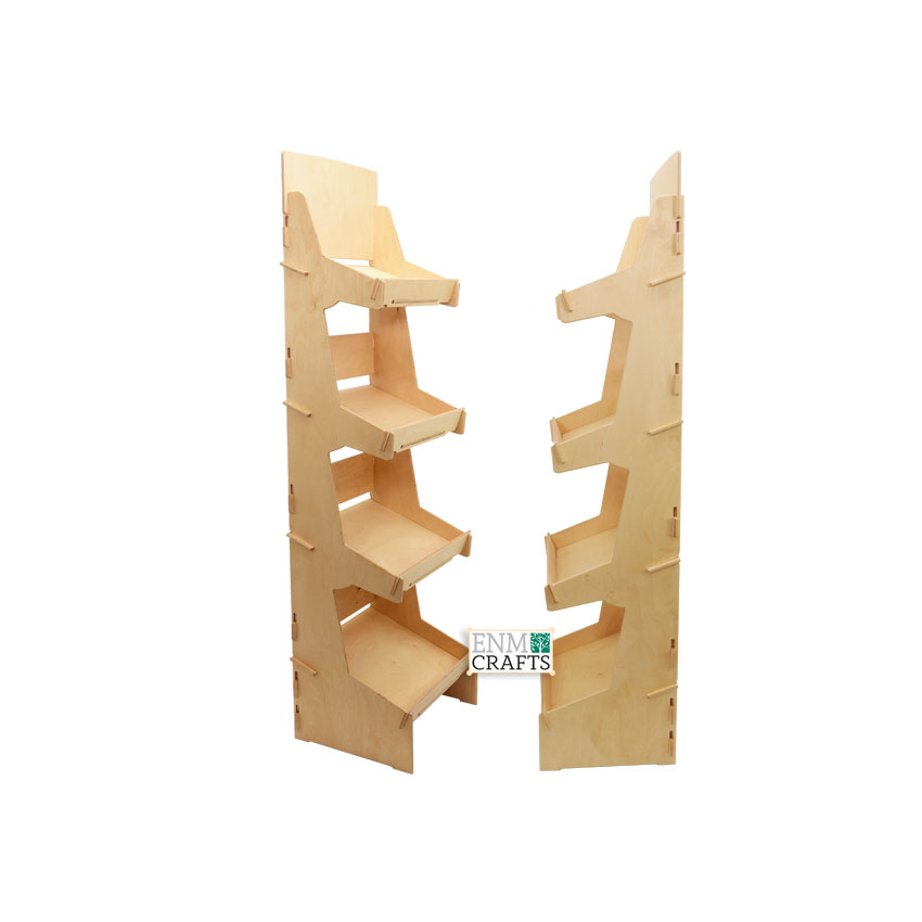 Ξύλινη Επιδαπέδια Ραφιέρα με 4 Επικλινής Επιπεδα 4026