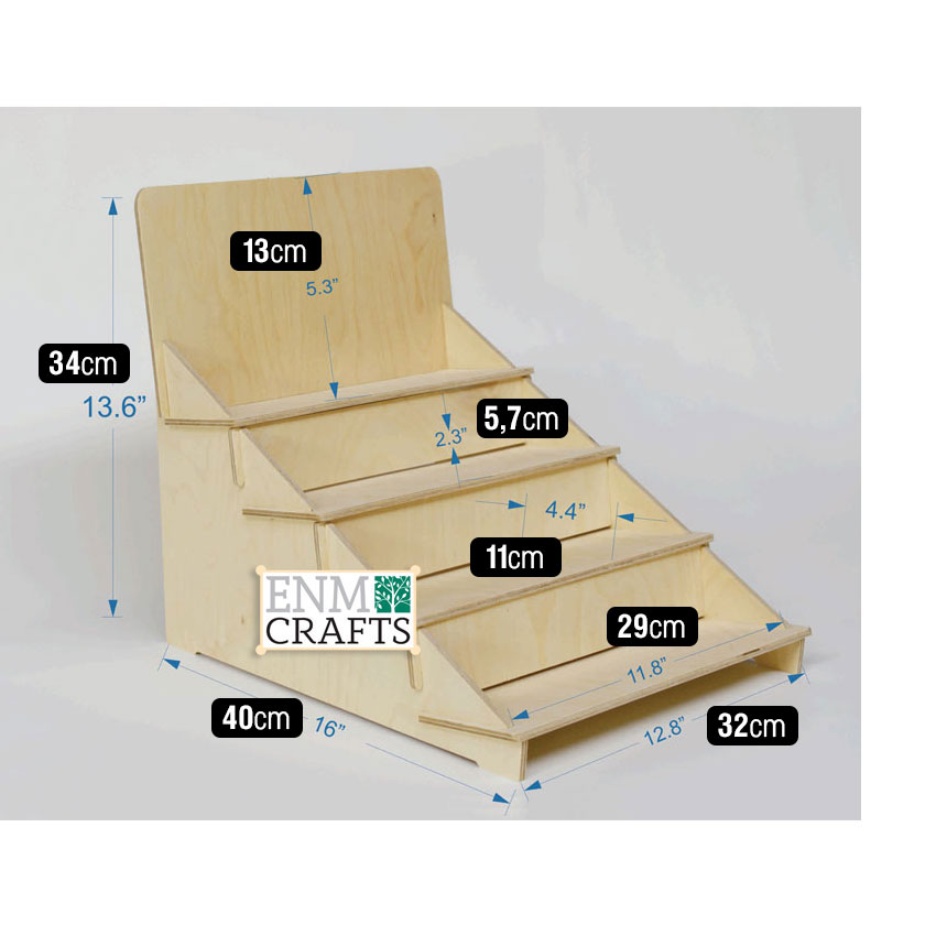 Ξύλινη Ραφιέρα Πάγκου 4 Επιπέδων με Κλίση 536