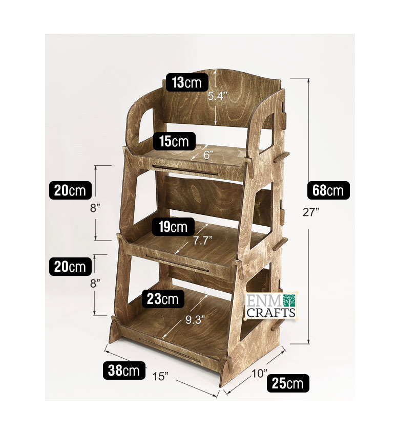 Ξύλινη Ραφιέρα 3 Επιπέδων με Κλίση 819