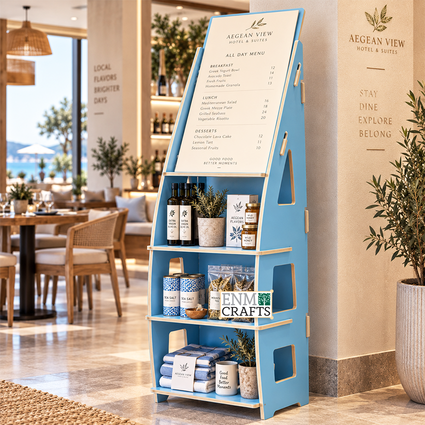 Ξύλινο Stand Προβολής Αναλόγιο με 3 Ράφια 439