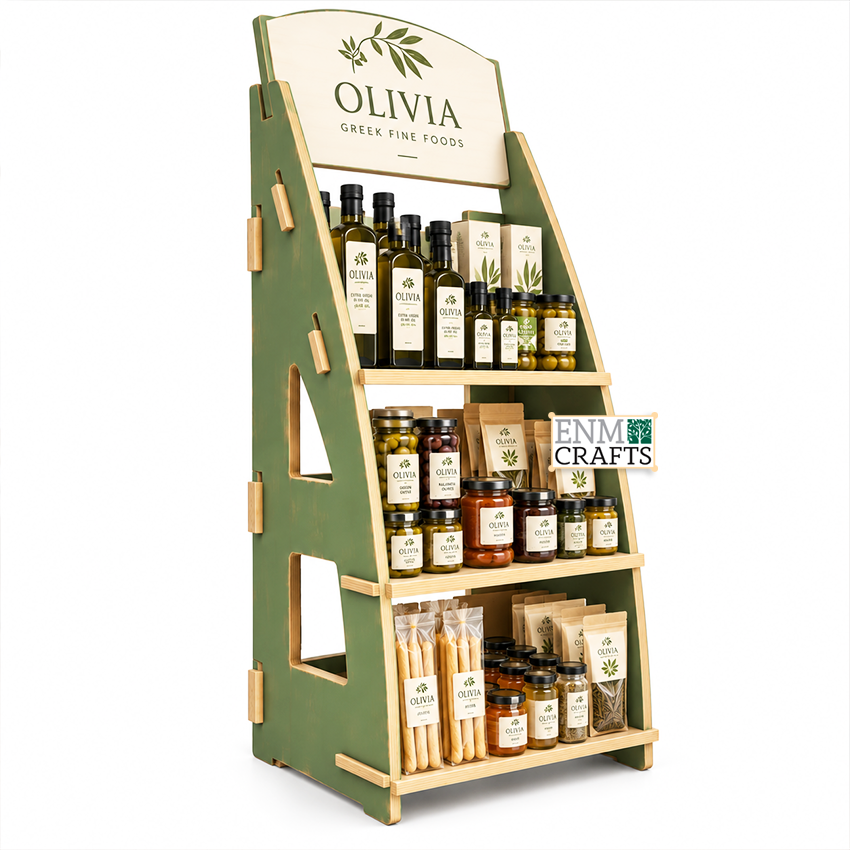 Ξύλινο Stand Προβολής Αναλόγιο με 3 Ράφια 439