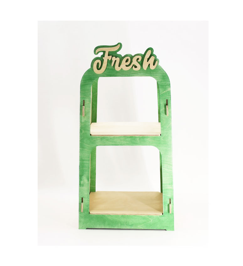 Fresh Retail Display Stand, 2-tier Wooden Countertop Rack - SKU: 812