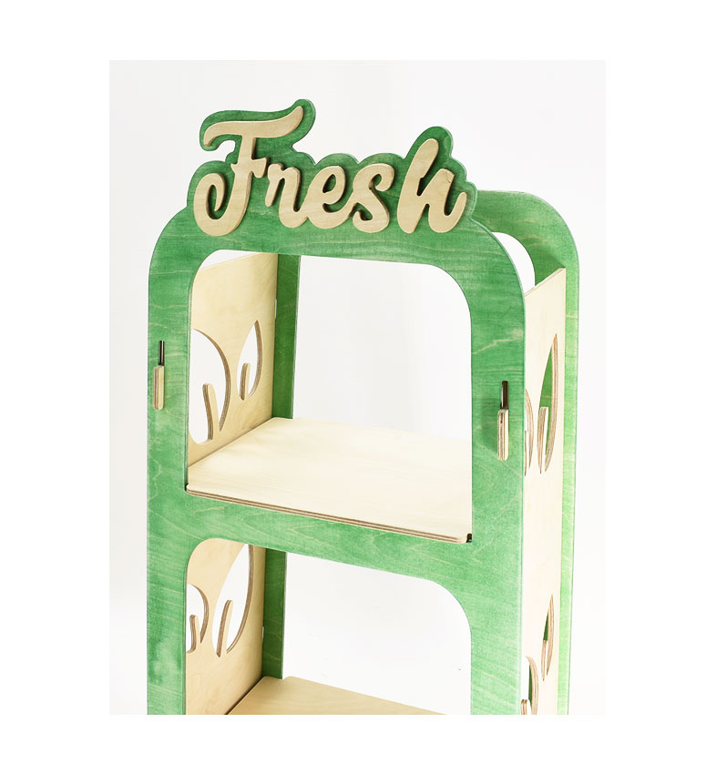 Fresh Retail Display Stand, 2-tier Wooden Countertop Rack - SKU: 812
