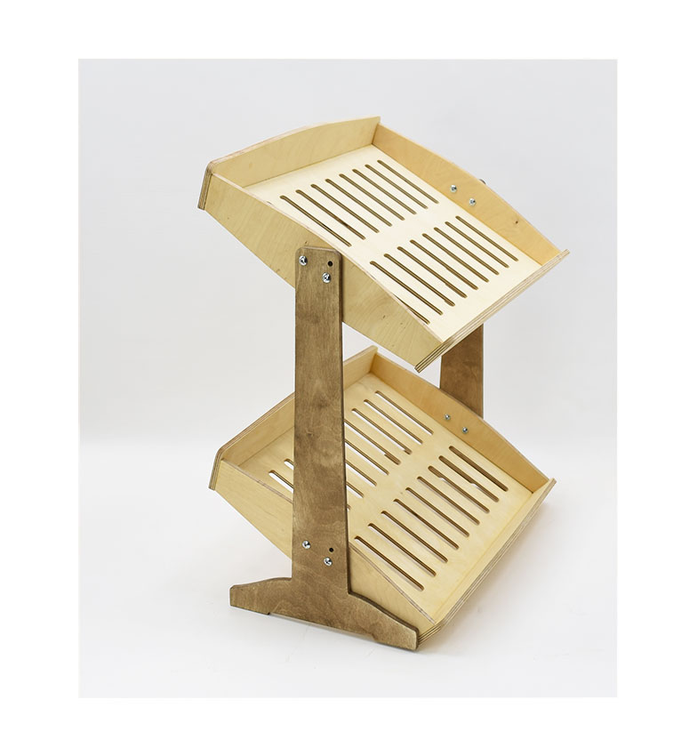 2 Tiered Slanted & Horizontal Display Rack, Wooden Countertop Retail Rack - SKU: 816/V
