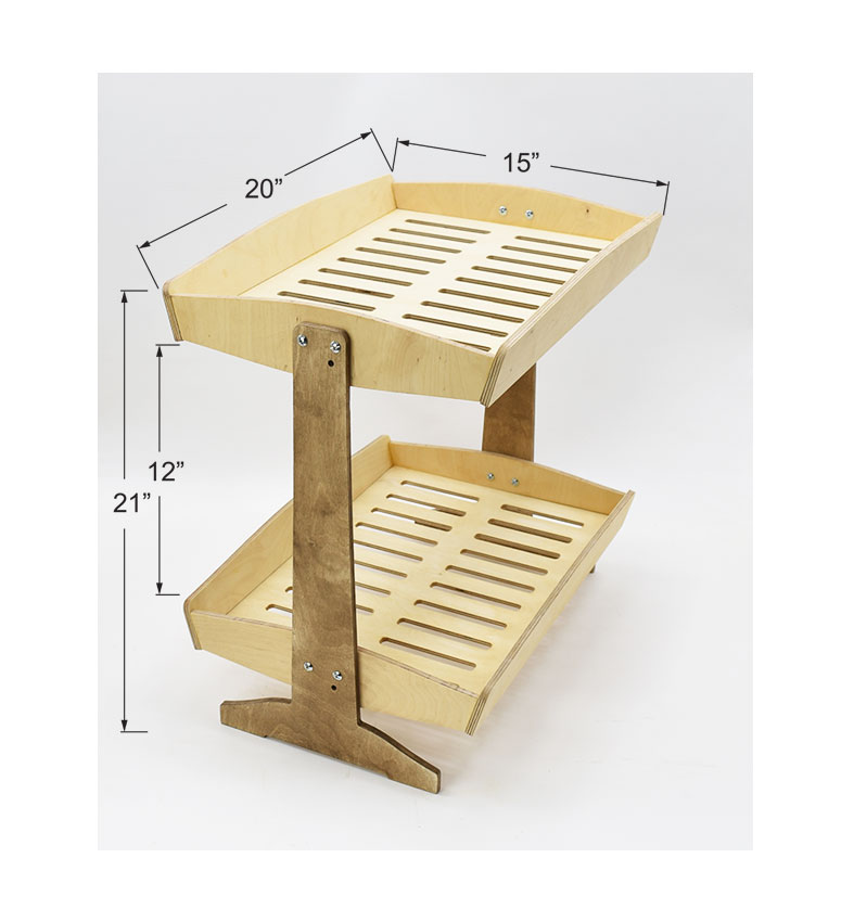 2 Tiered Slanted & Horizontal Display Rack, Wooden Countertop Retail Rack - SKU: 816/V