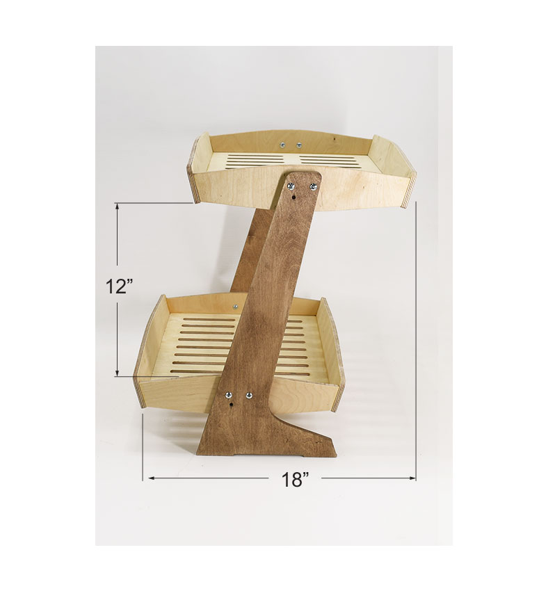 Bakery Display Rack, Slanted & Horizontal, 2-tier Wooden Countertop Rack - SKU: 816/S