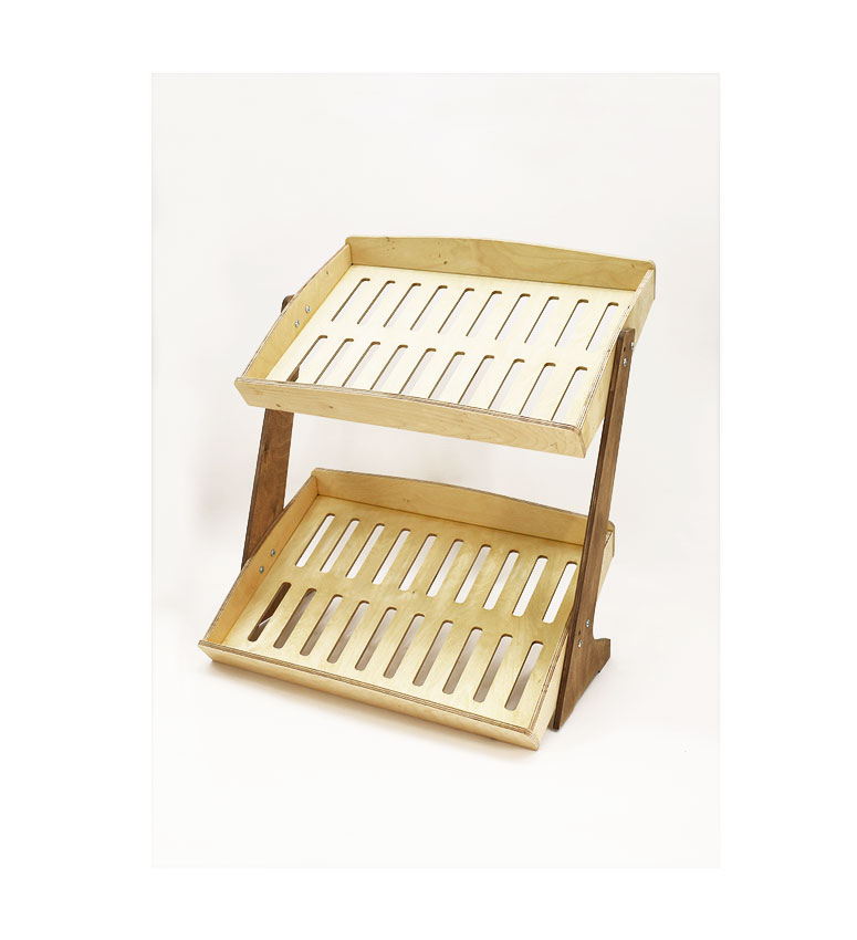 Bakery Display Rack, Slanted & Horizontal, 2-tier Wooden Countertop Rack - SKU: 816/S