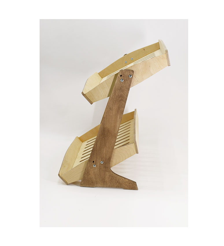 Bakery Display Rack, Slanted & Horizontal, 2-tier Wooden Countertop Rack - SKU: 816/S