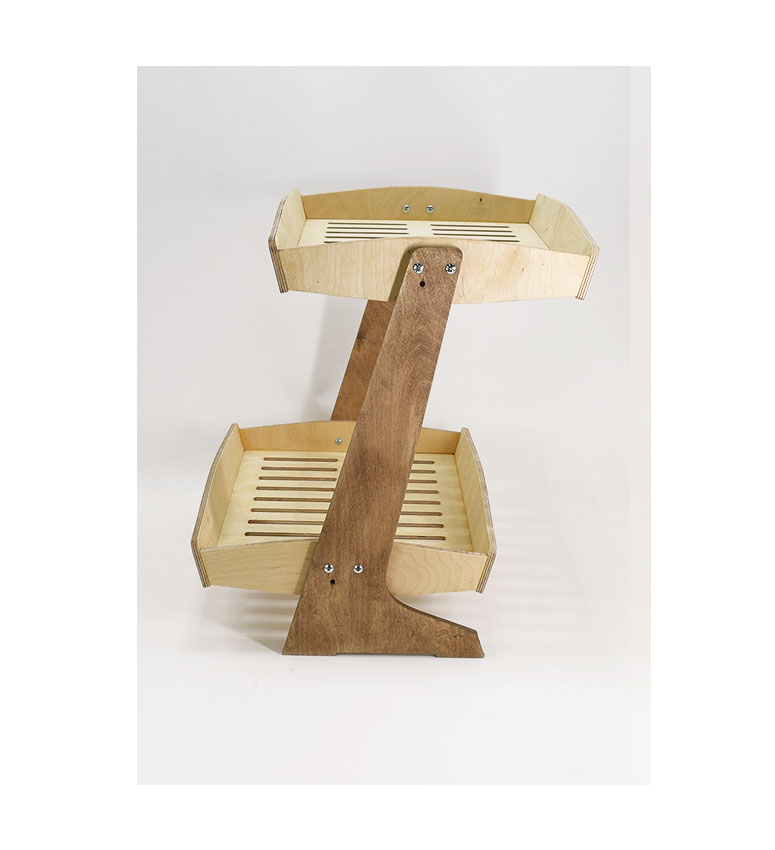 Bakery Display Rack, Slanted & Horizontal, 2-tier Wooden Countertop Rack - SKU: 816/S