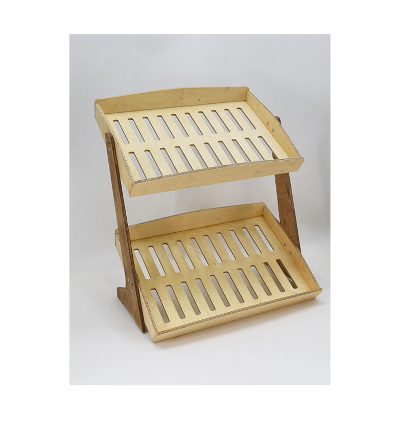 Bakery Display Rack, Slanted & Horizontal, 2-tier Wooden Countertop Rack - SKU: 816/S