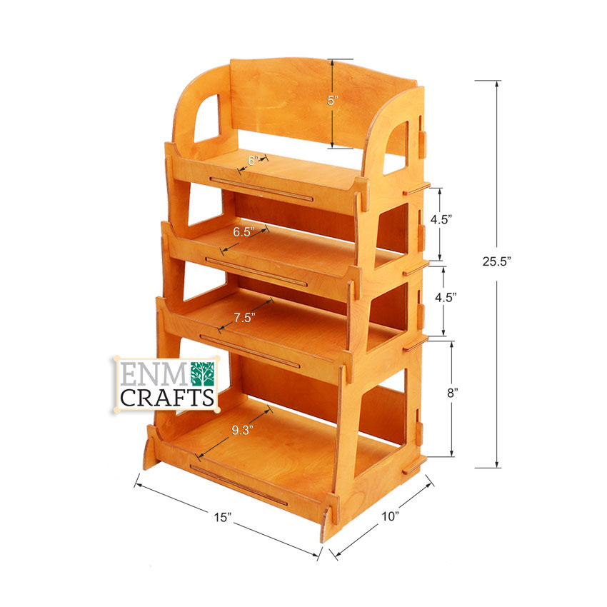 4-tier Wooden Display Rack, Wooden Countertop Rack, Product Display Stand - SKU: 848