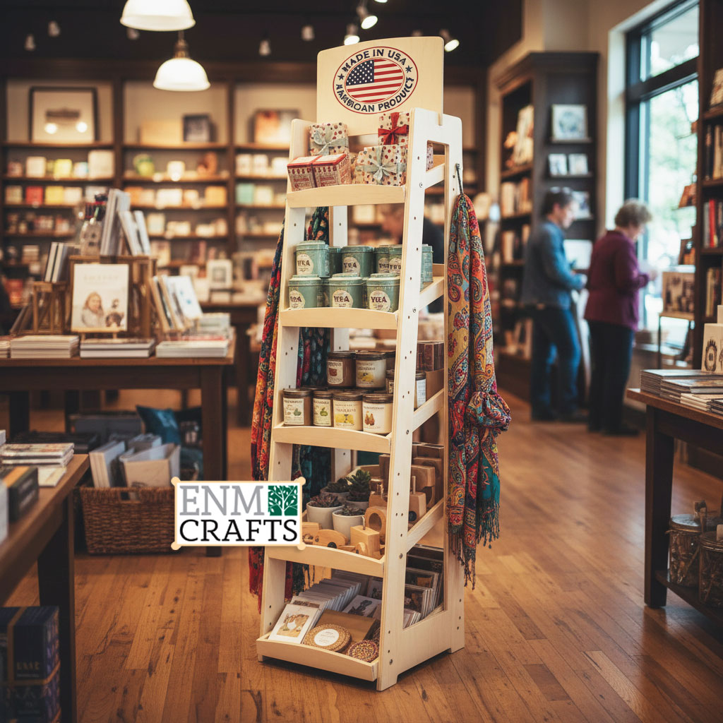 Ξύλινο Stand Προβολής με 5 Ράφια οριζόντιας ή επικλινης θέσης 511