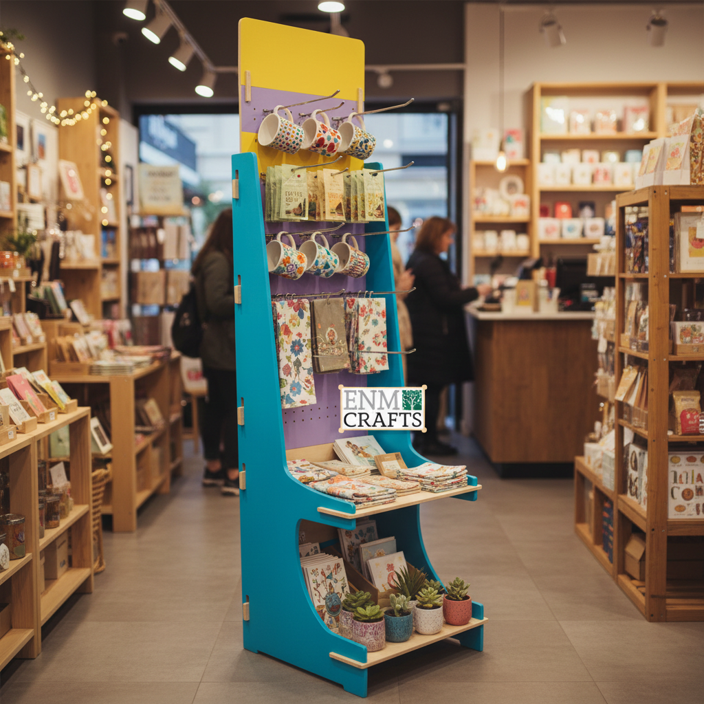 Ξύλινο Stand Προβολής με Γάντζους και ράφια 530