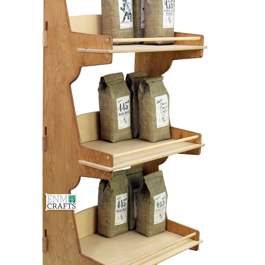 Ξύλινο Merchandise Display με 4 Ράφια και Κλειστή Βάση 905B