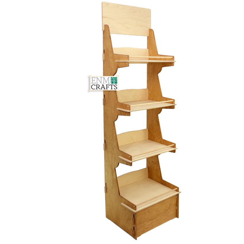 Ξύλινο Merchandise Display με 4 Ράφια και Κλειστή Βάση 905B