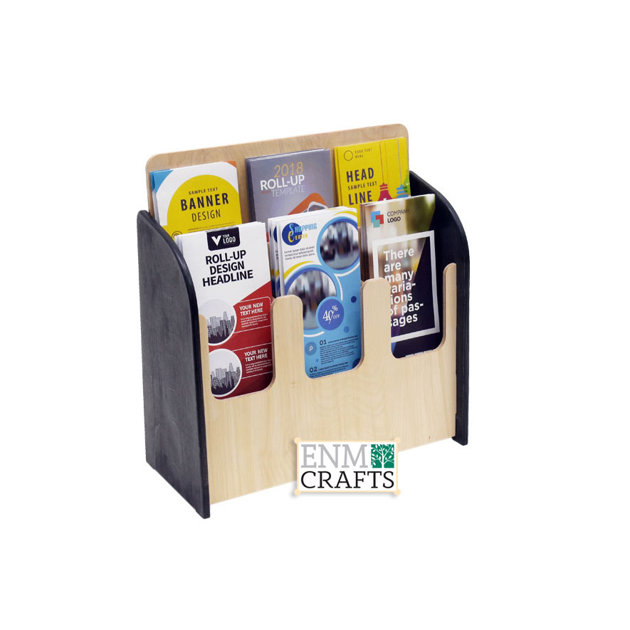 Ξύλινη Επιτραπέζια Θήκη 6 Θέσεων για Φυλλάδια 1/3 A4