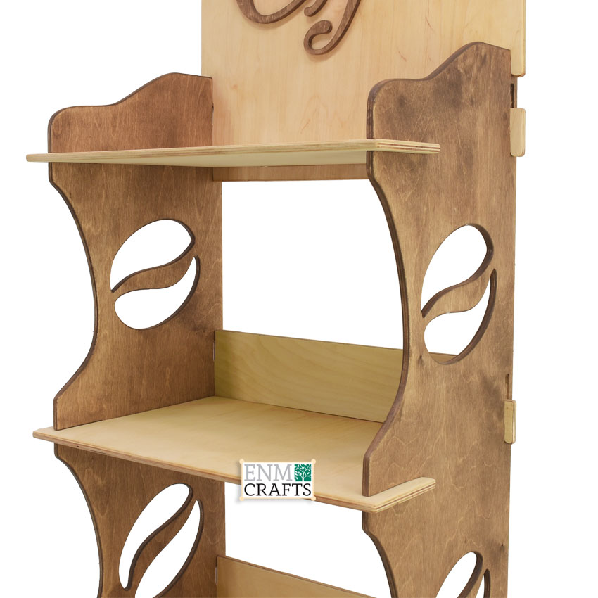 Ξύλινο Σταντ Προβολής 4 Ραφιών προϊόντων Καφέ 9008