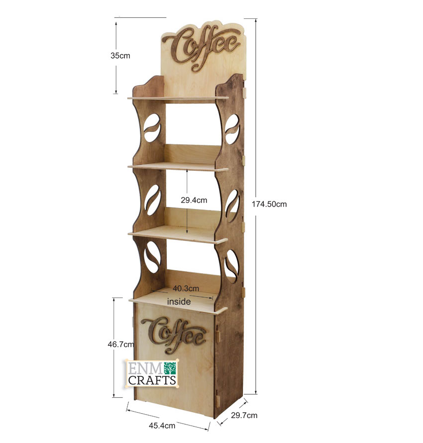 Ξύλινο Σταντ Προβολής 4 Ραφιών προϊόντων Καφέ 9008