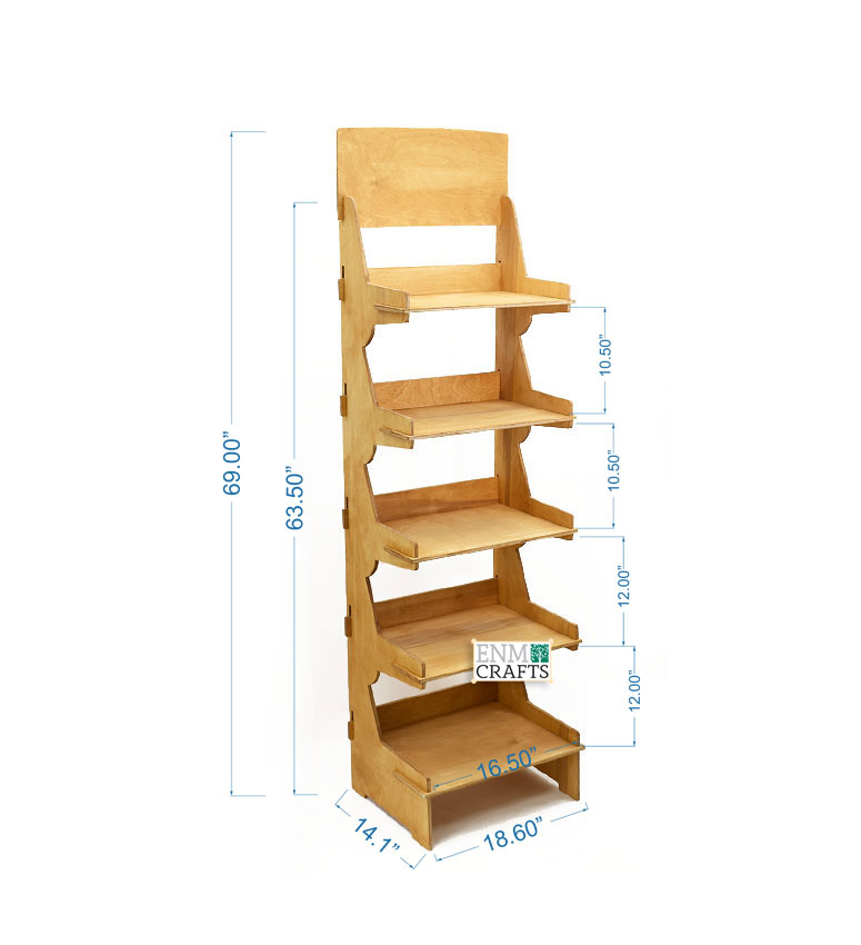 Custom Order 5 Tier Floor Display in Natural