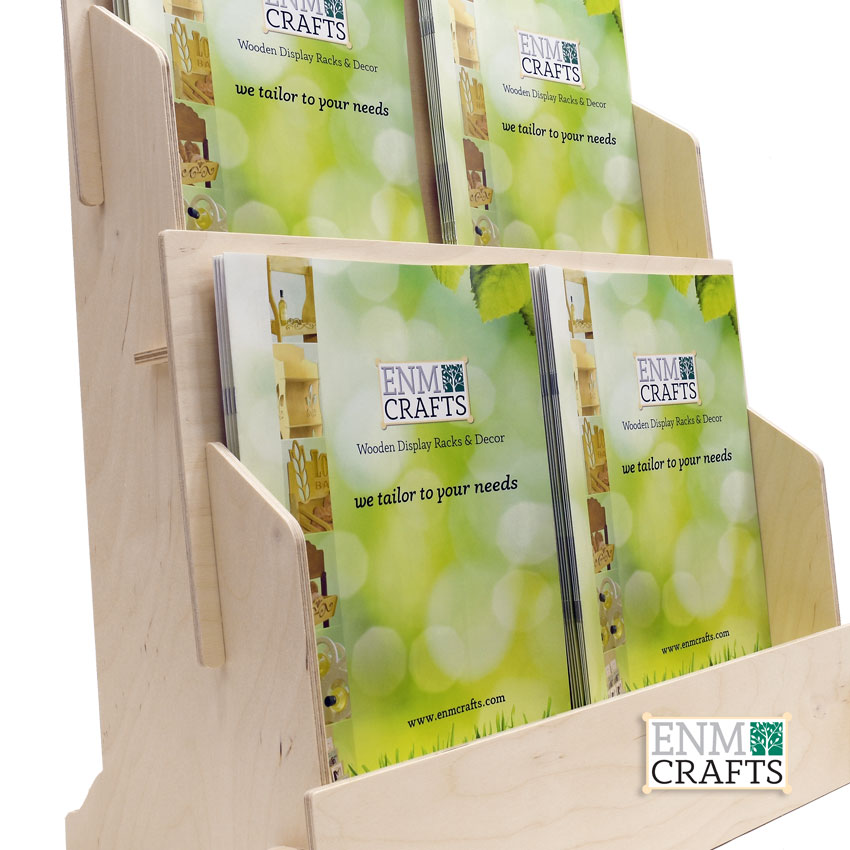 Ξύλινο Επιτραπέζιο Σταντ 2 Επιπέδων για Αφίσες 21x28cm - SKU: 920