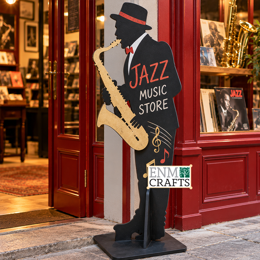 Ξύλινη Διακοσμητική Φιγούρα Μαυροπινακα Saxophone Player 681