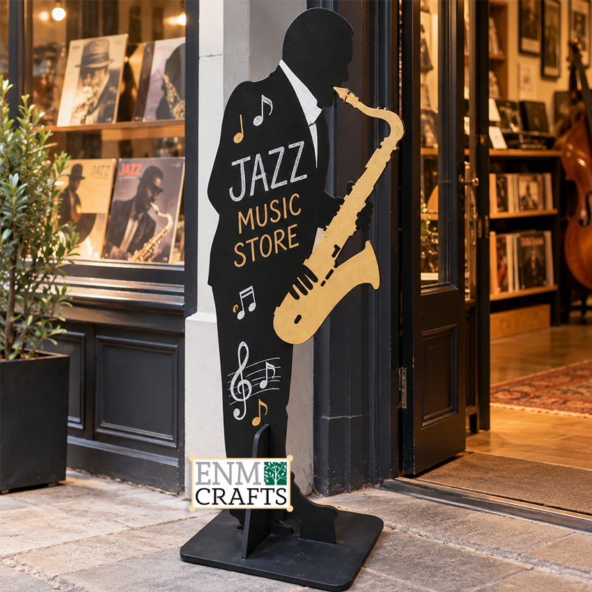 Ξύλινη Διακοσμητική Φιγούρα Μαυροπινακα Saxophone Player 681