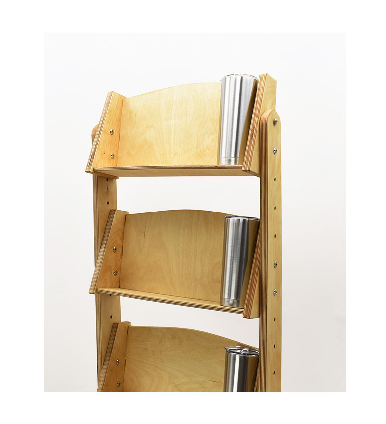 Ξύλινο Σταντ Δαπέδου με 3 Ράφια για Θερμός ή Μπροσούρες - 8018