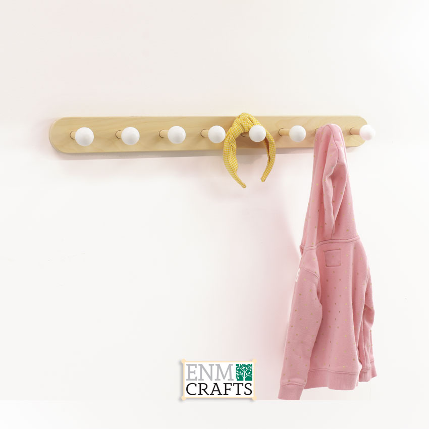 Nursery Clothes Rack, Wall Coat Hooks, Wooden Peg Rack