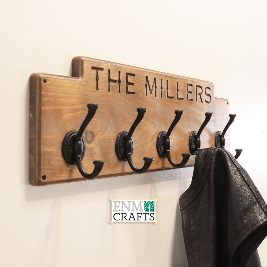 Personalized Coat Rack, Entryway Rustic Coat Hook, Family Name Hook Rack