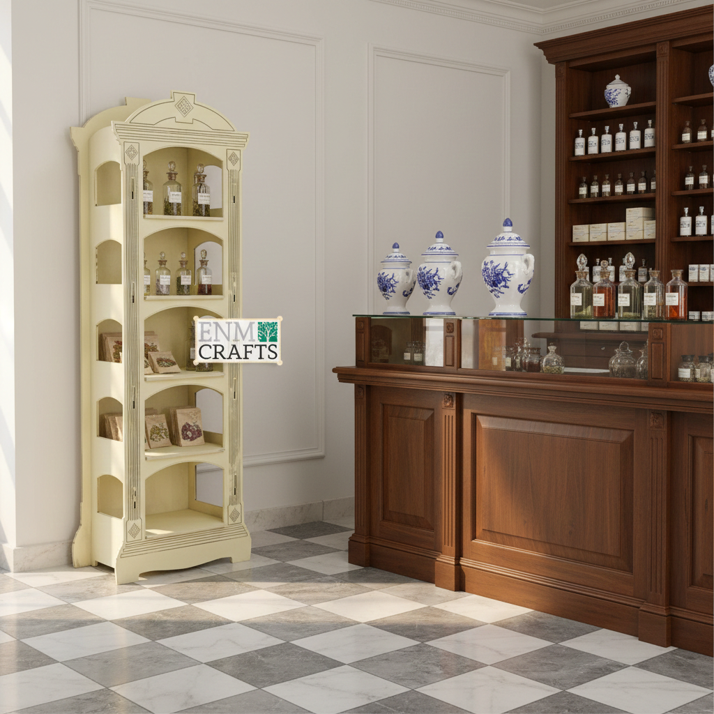 Apothecary Ξυλινο Νεοκλασικό στυλ Βιτρίνας 4024